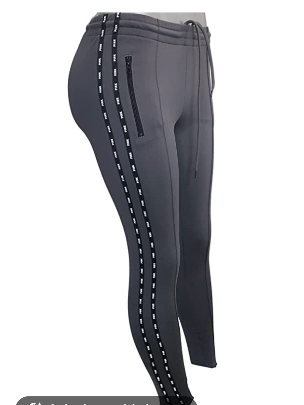 Pink Active Gray Track Pants with Side Zippers Size S